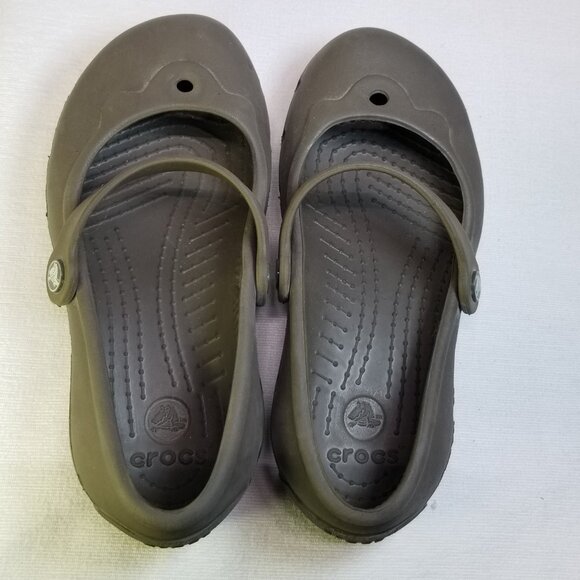 Crocs Toddler Slip On Mary Jane Shoes Size 12/13 (Child) Brown Kids Girls - Picture 10 of 11